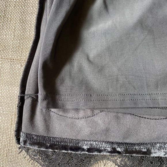 Guess Grey Lace Trim V-Neck Velour Party Nada Mini Dress- Sz- M - Picture 10 of 16